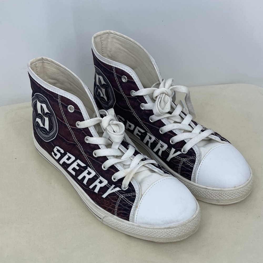 Sperry Maroon and White High-Top Sneakers UNISEX MENS 8.5 WOMENS 11